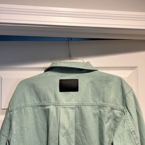 NWT Steele Women’s Oversized Green Jean Jacket size Small. - Picture 9 of 10